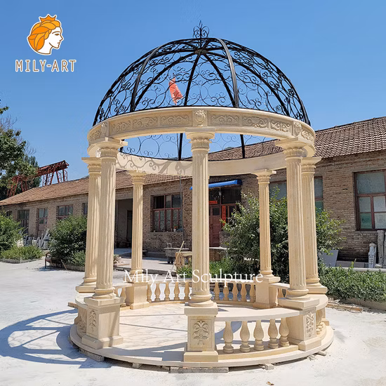 Outdoor Garden Hand Carved Natural Stone Marble Gazebo